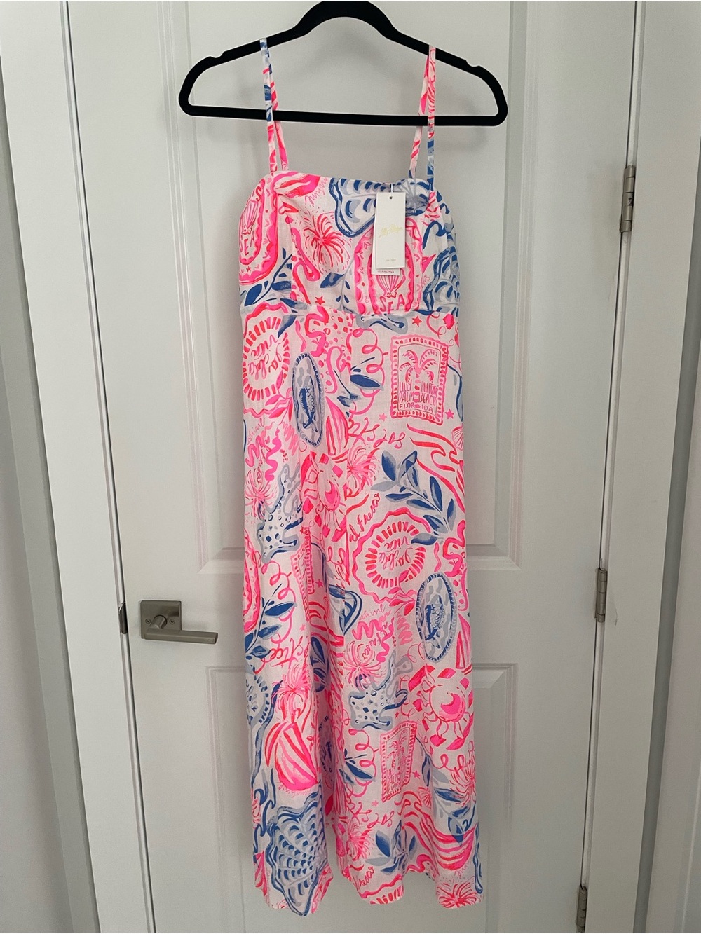 NEW Lilly Pulitzer Jorgian Linen Midi Dress Size 6 Convertible Sun Sea Sand.  15 - Picture 3 of 12